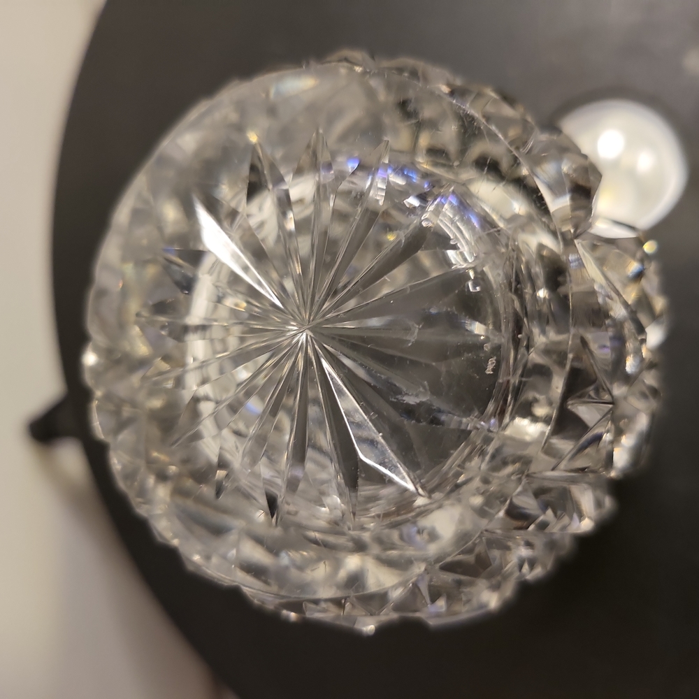 Vintage Cut Crystal Glass Relish / Honey Jar w/ Lid - Picture 7 of 10